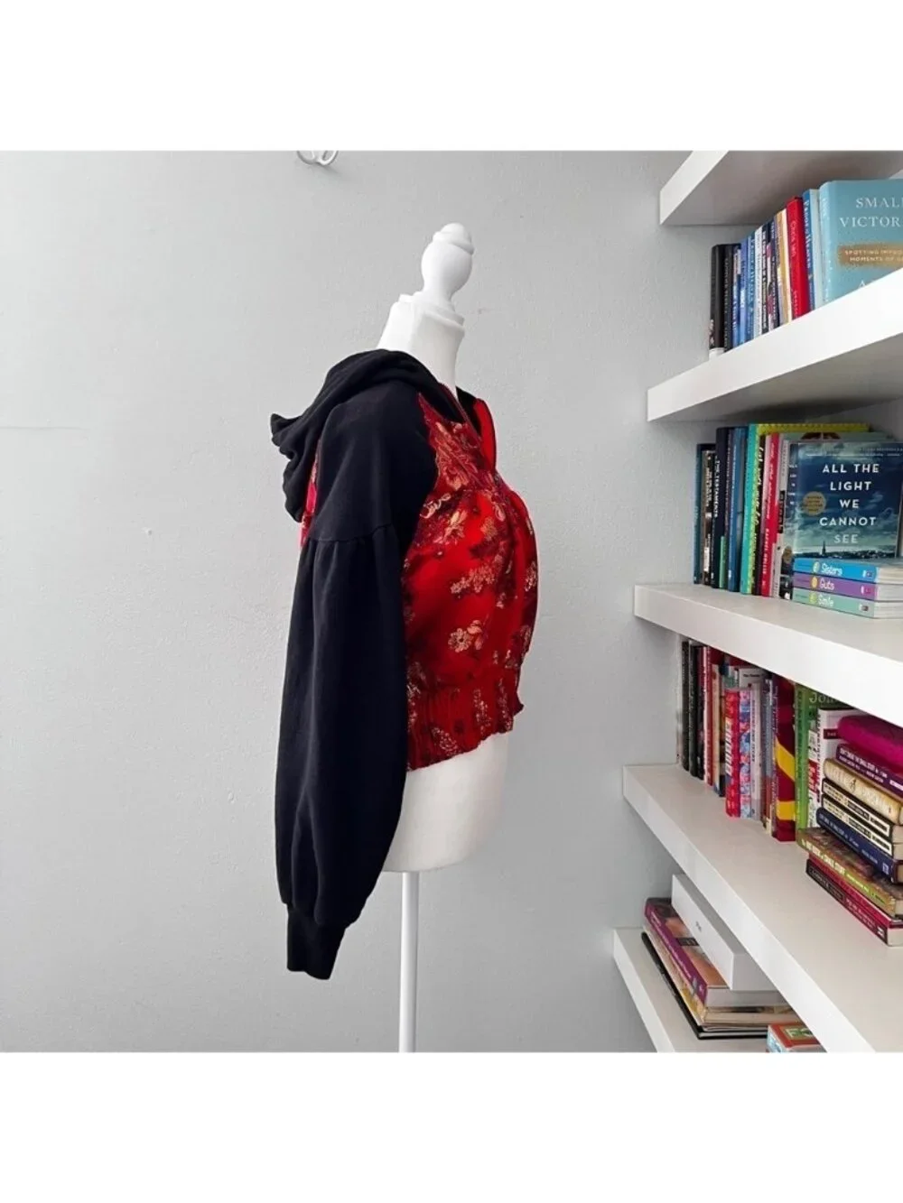 Free People Gabbie Zip Up Hoodie Red Black Sz small